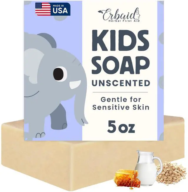 Main image of Baby Soap Natural Unscented Goat Milk Kids Soap Bar for Sensitive Skin Gentle Baby Wash & Bath Soap for Eczema, Dry, Itchy Skin Relief Soothing, Moisturizing Oatmeal & Honey Made in USA