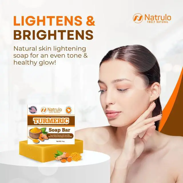 Alt view image 7 of 7 - Turmeric Soap Bar for Face & Body Natural Turmeric Skin Brightening Soap for Dark Spots, Intimate Areas, Underarms Turmeric Face Wash Reduces Acne, Scars & Cleanses Skin Made in USA