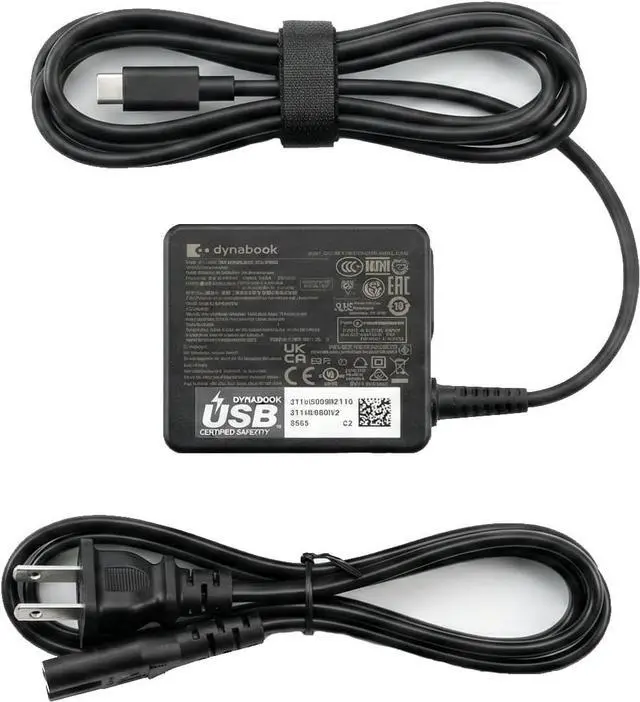 Main image of Dynabook 65W USB-C Laptop Charger - Original Type-C AC Adapter, Fast Charging Power Supply for Dynabook, USB-C Laptops, PD Compatible, Replacement Charger with Cable