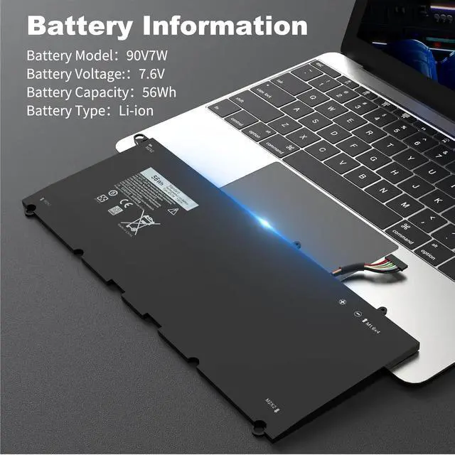 Alt view image 2 of 7 - JD25G 56Wh 90V7W Laptop Battery for Dell XPS 13 9350 9343 JHXPY 0N7T6 DIN02 0DRRP RWT1R 5K9CP 13-9350-D1608 13D-9343 13-9350-D1508G 13-9350-350 13D-9343-1708 13D-9343-1808T 13D-9343-3708 7.6V Battery