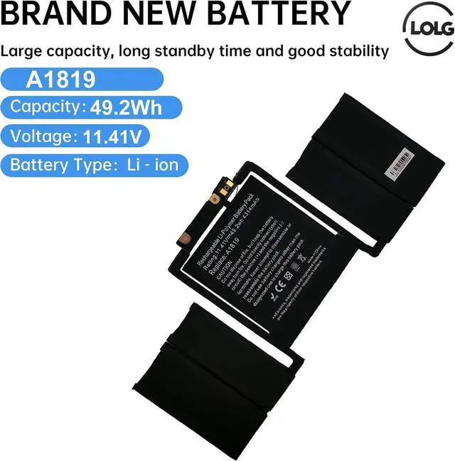 Alt view image 3 of 6 - A1706 A1819 Battery Replacement for MacBook Pro 13 inch Late 2016 Mid 2017 EMC 3071, EMC 3163 MPDK2LL/A, MPXW2LL/A, MPXX2LL/A, MQ002LL/A