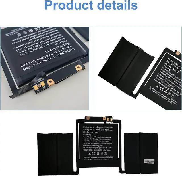 Alt view image 4 of 6 - A1706 A1819 Battery Replacement for MacBook Pro 13 inch Late 2016 Mid 2017 EMC 3071, EMC 3163 MPDK2LL/A, MPXW2LL/A, MPXX2LL/A, MQ002LL/A