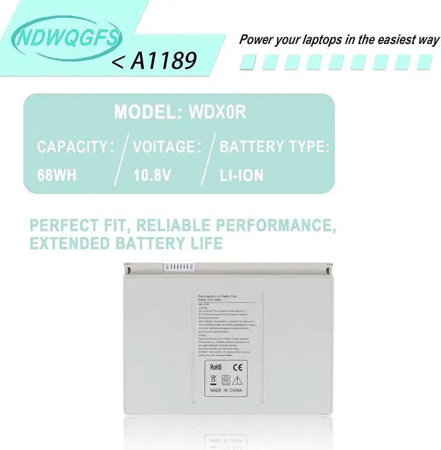 Alt view image 5 of 6 - New A1189 Laptop Battery for Apple MacBook Pro 17-inch Series A1151 A1212 A1261 A1229 MA458 MA458/A MA458G/A MA458J/A MA092 MA611 MB166B (Small, Silver)