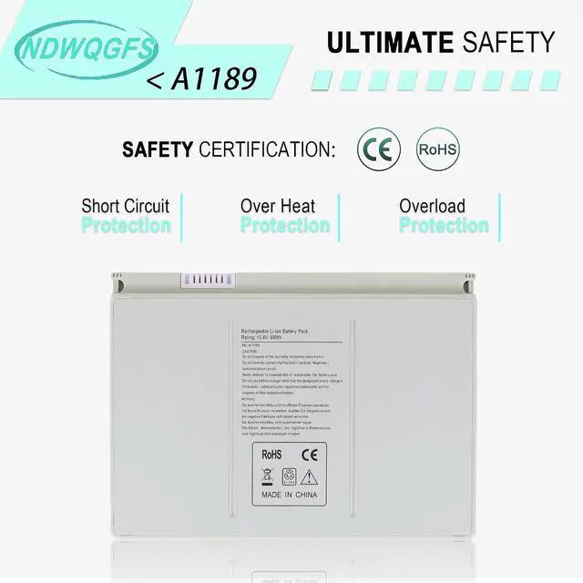 Alt view image 6 of 6 - New A1189 Laptop Battery for Apple MacBook Pro 17-inch Series A1151 A1212 A1261 A1229 MA458 MA458/A MA458G/A MA458J/A MA092 MA611 MB166B (Small, Silver)