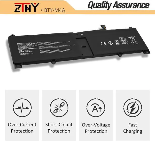 Alt view image 3 of 7 - 72Wh BTY-M4A Battery Replacement for MSI Stealth 14 AI Studio A1VEG A1VFG | A1VGG Summit E13 Flip A12MT E14 A12M A13MT PRESTIGE 14 EVO B12M B13M H B12UCX B13UCX Stealth Studio A13VE A13VF A13VG Laptop