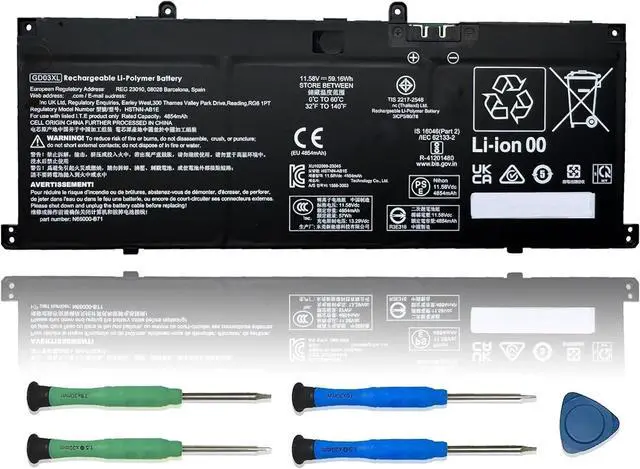 Main image of GD03XL Laptop Battery Replacement for HP Envy x360 14 2-in-1 14-fa0000 OmniBook X 14 EliteBook Ultra G1q Series N66215-005 N66000-1E1 N66000-2C1 N66000-AC1 N66000-1E1 11.58V 4854mAh 59.16Wh
