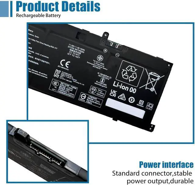 Alt view image 3 of 6 - GD03XL Laptop Battery Replacement for HP Envy x360 14 2-in-1 14-fa0000 OmniBook X 14 EliteBook Ultra G1q Series N66215-005 N66000-1E1 N66000-2C1 N66000-AC1 N66000-1E1 11.58V 4854mAh 59.16Wh