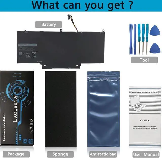 Alt view image 3 of 6 - DGGGT Laptop Battery Compatible with Dell XPS 11 XPS11D-1308T XPS11D-1508T XPS11R-1508T Series GF5CV 7.4V 40Wh 4-Cell