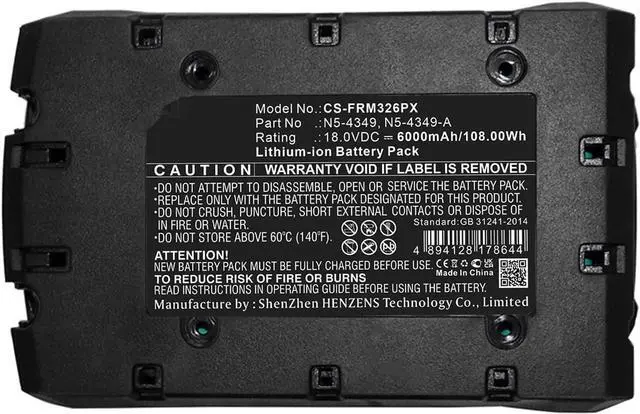 Alt view image 4 of 4 - Tingen 6000mAh Battery Replacement for Fromm P327 P329 P326 P328 P318 N5-4349 N5-4349-A (18.0V)