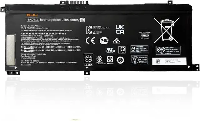Main image of GHU SA04XL 55.67Wh Battery Replacement for HP Envy x360 15-DR 15-DS 15M-DR 17M-CG, Compatible with L43267-005 HSTNN-OB1F