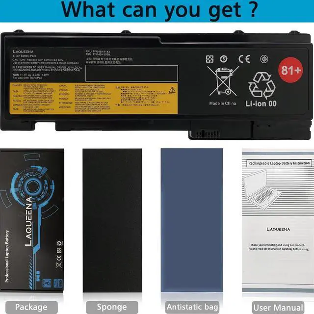 Alt view image 3 of 6 - 45N1143 Laptop Battery Compatible with Lenovo ThinkPad T420i T420s T430S Series 0A36287 42T4844 42T4845 42T4846 42T4847 45N1036 45N1037 45N1038 45N1039 45N1064 45N1065 11.1V 44Wh 6-Cell