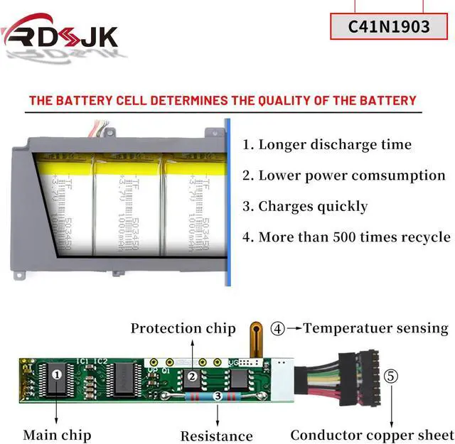 Alt view image 4 of 7 - C41N1903 Laptop Battery for Asus ExpertBook B9 B9400 B9400CE B9400CEA B9400CB B9400CBA B9450 B9450F B9450FA B9450CEA B5 Flip B5302 B5302CBA B5302CE B5302CEA B5302F B5302FBA B5302FE B5302FEA 15.4V 66Wh