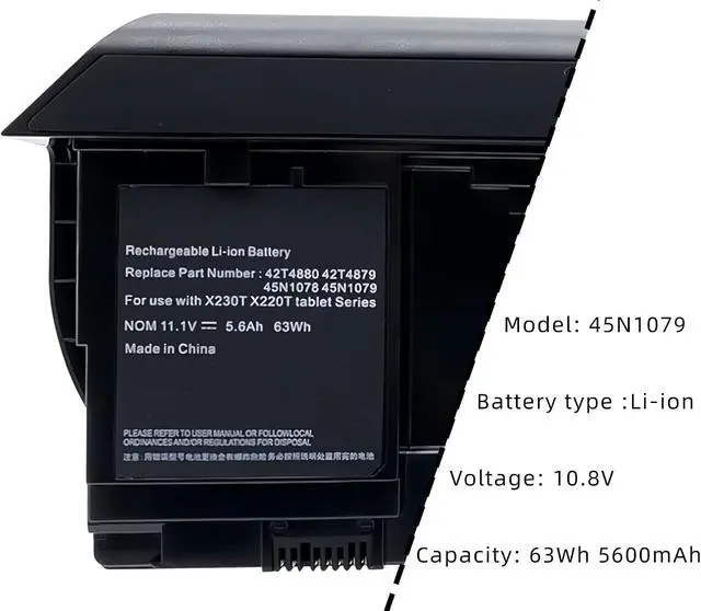 Alt view image 4 of 7 - 45N1079 Laptop Battery Replacement for Lenovo ThinkPad X230T X220T Series Tablet Notebook 0A36316 0A36317 45N1077 45N1074 45N1075 45N1078 45N1076 45N1177 42T4879 67+ 52+ 45N1079