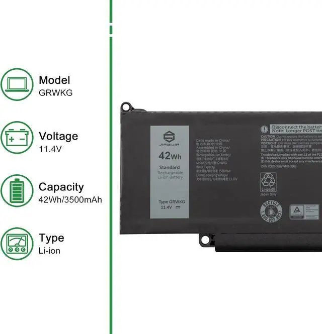 Alt view image 2 of 5 - GRWKG Laptop Battery Replacement for Dell Latitude 3340 3440 3450 3540 3550 5340 5350 5440 5450 5540 5550 7455 Precision 3480 3490 3580 3590 Series 0NKXK7 NKXK7 0V7TXF V7TXF 11.4V 42Wh