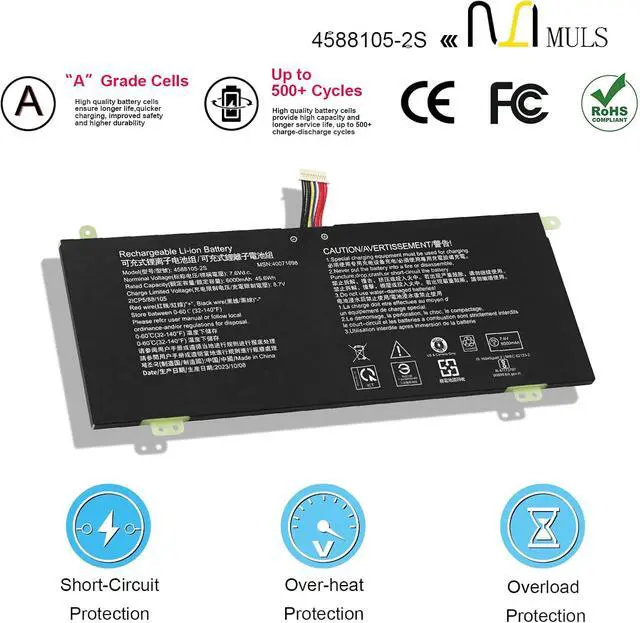 Alt view image 4 of 7 - MULS 4588105-2S 4588106-2S Laptop Battery Replacement for Dynabook Satellite Pro C50-H-103 C50-E-105 C50D-B-115 C50D-B-10D Medion Akoya E15403 30027586 Series 40071698 40072215 4588106 7.6V 45.6Wh