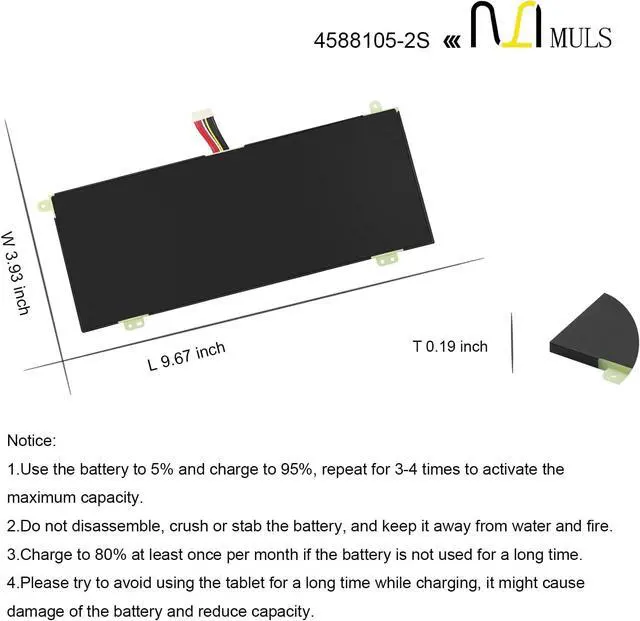 Alt view image 7 of 7 - MULS 4588105-2S 4588106-2S Laptop Battery Replacement for Dynabook Satellite Pro C50-H-103 C50-E-105 C50D-B-115 C50D-B-10D Medion Akoya E15403 30027586 Series 40071698 40072215 4588106 7.6V 45.6Wh