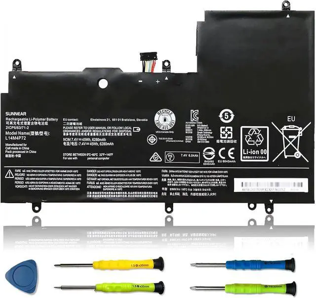 Main image of L14M4P72 45Wh Laptop Battery Replacement for Lenovo Yoga 3-1470Yoga 700-14ISK Series Notebook L14S4P72 5B10G84689 5B10K10226 5B10G75095 5B10K10224 7.4V 6280mAh