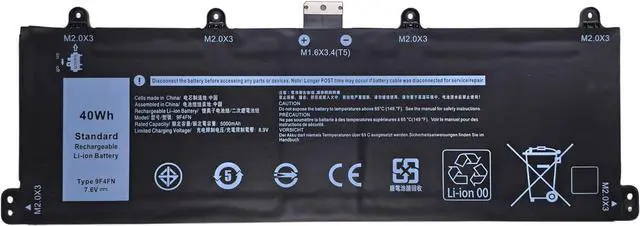 Main image of 9F4FN Replacement Laptop Battery Compatible with Dell Latitude 7320 Detachable Inspiron 14 3420 Series 09F4FN 2VKW9 8PK6G - 7.6V 40Wh