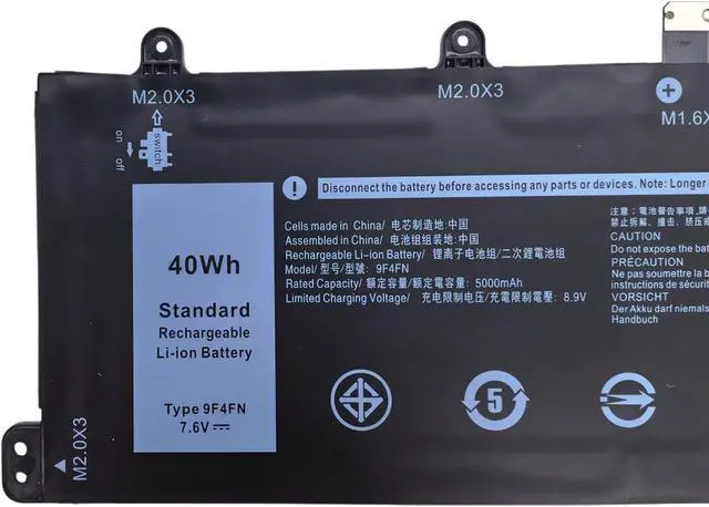 Alt view image 2 of 6 - 9F4FN Replacement Laptop Battery Compatible with Dell Latitude 7320 Detachable Inspiron 14 3420 Series 09F4FN 2VKW9 8PK6G - 7.6V 40Wh