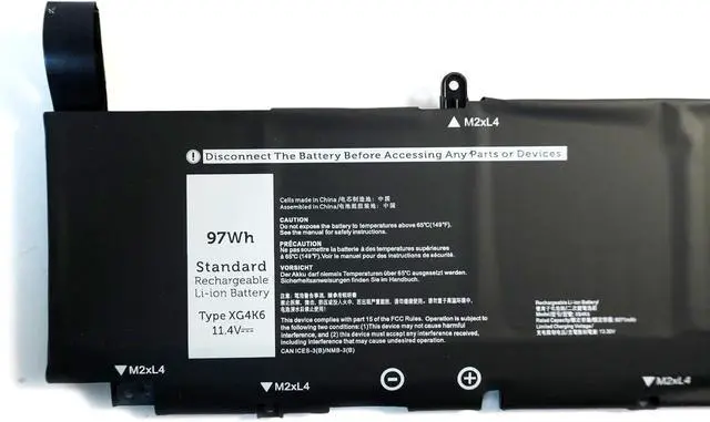 Alt view image 2 of 6 - XG4K6 P92F P92F001 P92F002 P92F003 01RR3 001RR3 F8CPG 0F8CPG 5XJ6R KVPMY 0YY3V KRDHV Laptop Battery Replacement for Dell XPS 17 9700 9710 9720 9730 / Precision 5750 5760 5770 Series(11.4V 97Wh)