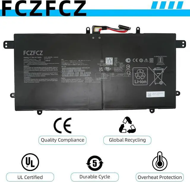 Alt view image 6 of 7 - C22N2309 Battery 78Wh 10032mAh Replacement for Asus TUF Gaming A14 FA401WU FA401WV FA401WI FA401UU FA401UV / Zenbook S 16 UM5606 / ProArt PX13 HN7306 Series 2ICP4/60/120-2 7.78V 4-Cell