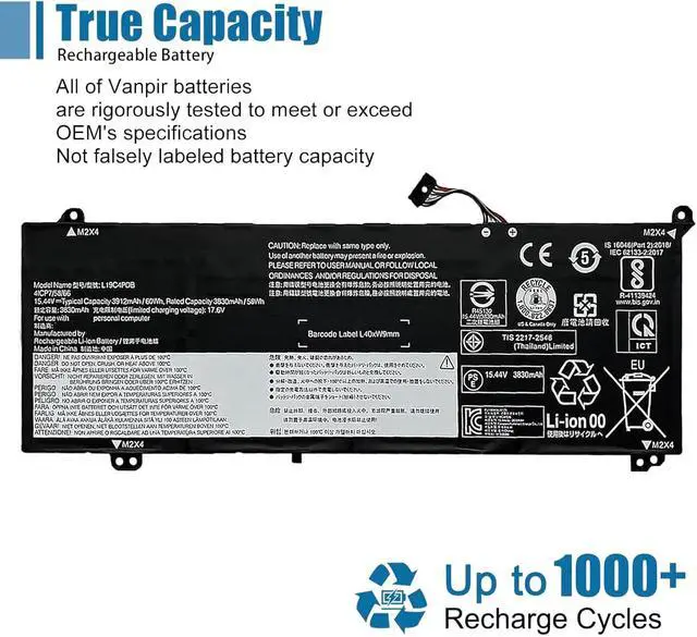 Alt view image 5 of 6 - L19C4PDB Laptop Battery Replacement for Lenovo ThinkBook 14 G2 ITL are G3 ACL ITL G4 IAP ABA G5 IRL ABP 14s Yoga ITL Yoga G2 IAP G3 IRU Series SB10Z21205 5B10Z21209 L19M4PDB 15.44V 60Wh 3912mAh