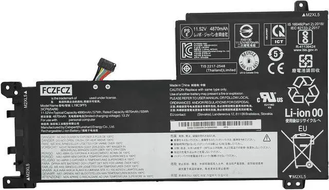 Main image of L19C3PF5 Battery Replacement for Lenovo IdeaPad 5-15IIL05 5-15ARE05 5-15ITL05 5-15ARE05 5-15IAL7 5-15ABA7 Series SB10W86938 5B10W86947 SB11N52012 5B11N52035 L19L3PF2 L19M3PF6 11.52V 57Wh
