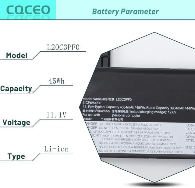 Alt view image 3 of 7 - L20M3PF0 L20C3PF0 L20L3PF0 Laptop Battery Compatible with Lenovo Ideapad 3-14ITL6 3-15ITL6 3-17ITL6 3-14ALC6 3-15ALC6 3-17ALC6 3-14ABA7 S14 G2 ITL G3 IAP Series 5B11B36279 11.1V 45Wh 4054mAh