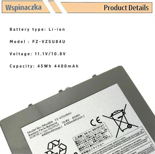 Alt view image 3 of 5 - FZ-VZSU84U Battery New Compatable with Panasonic Toughpad FZ-G1 Series FZ-VZSU84R FZ-VZSU84UR FZ-VZSU84A2U FZ-VZSU84A2K FZ-VZSU84A2R FZ-VZSU84AK FZ-VZSU84AR FZ-VZSU84AU FZ-VZSU84K FZ-VZSU89U