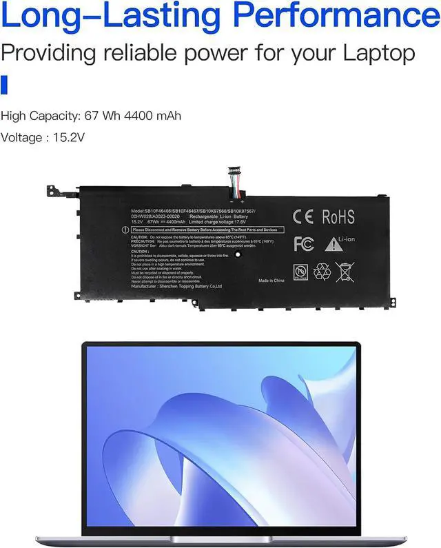 Alt view image 2 of 4 - SB10F46466 00HW028 00HW029 Laptop Battery Replacement for Lenovo ThinkPad X1 Carbon 4th Gen 2016 Yoga 1st 2nd Gen 01AV409 01AV438 01AV439 01AV457 01AV458 SB10F46467 SB10K97566 SB10K97567