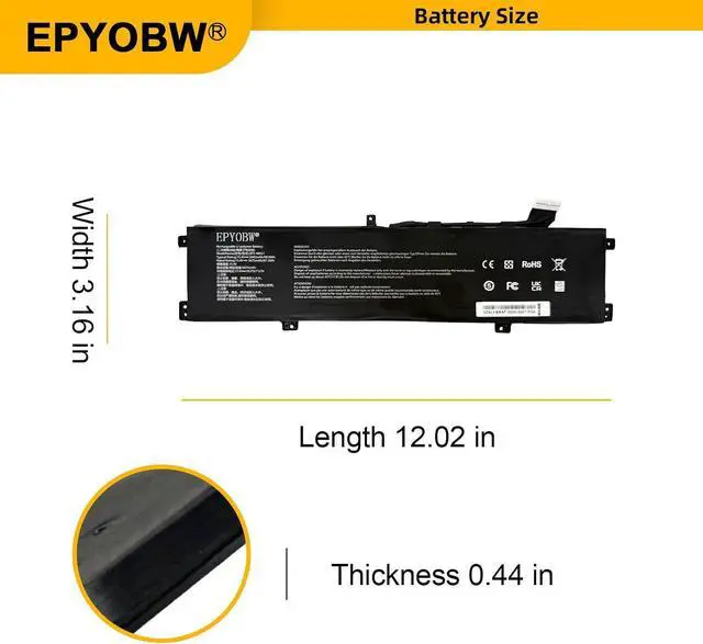 Alt view image 7 of 7 - BTY-M551 Laptop Battery 90Wh 4ICP5/63/133 | Compatible with MSI Vector GP68 HX 13VH A13VHG-609UK A13VIG-674XTR A14V A14VFG-260XES A14VGG / GP68 HX 13VH-053ID Series