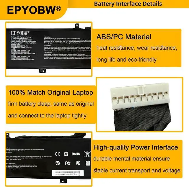 Alt view image 4 of 7 - BTY-M551 Laptop Battery 90Wh 4ICP5/63/133 | Compatible with MSI Vector GP68 HX 13VH A13VHG-609UK A13VIG-674XTR A14V A14VFG-260XES A14VGG / GP68 HX 13VH-053ID Series