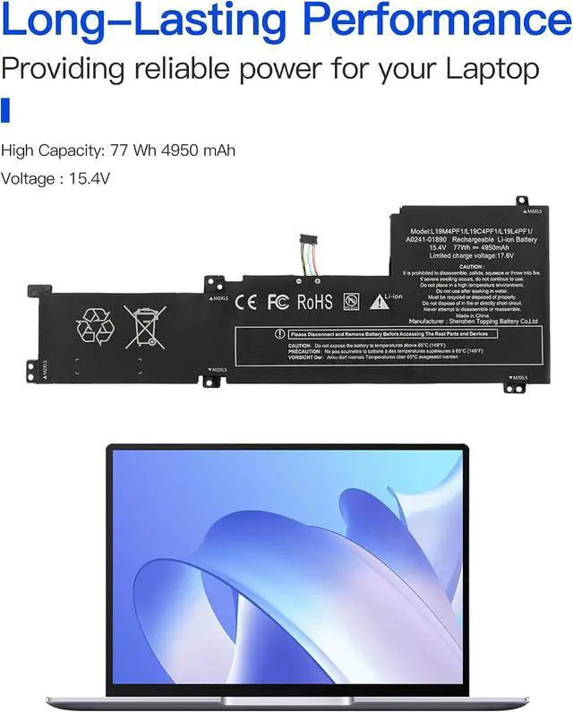 Alt view image 2 of 4 - L19M4PF1 Laptop Battery for Lenovo IdeaPad 5-15IIL05 81YK 5-15ARE05 81YQ 82LN 5-15ITL05 82FG 5-15IAL7 82SF 5-15ABA7 82SG Series SB10W86946 5B10W86940 SB10W86960 5B10W86950 L19C4PF1 L19L4PF1