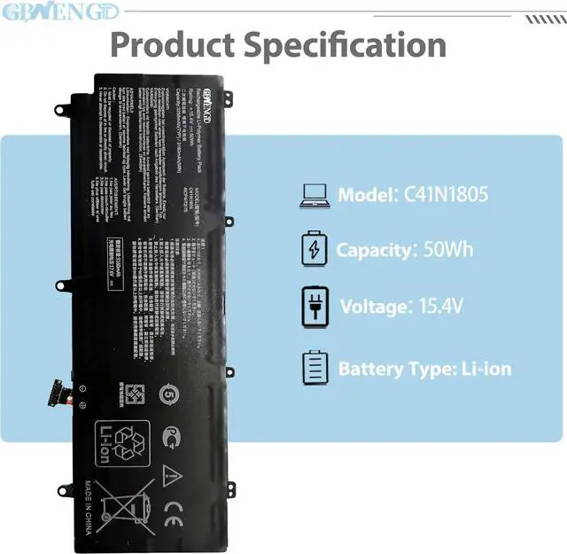 Alt view image 2 of 7 - C41N1805 Laptop Battery Replacement for Asus Zephyrus S GX531 GX531GM GX531GS GX531GX Series 0B200-03020000 4ICP4/72/75 C41PKC5