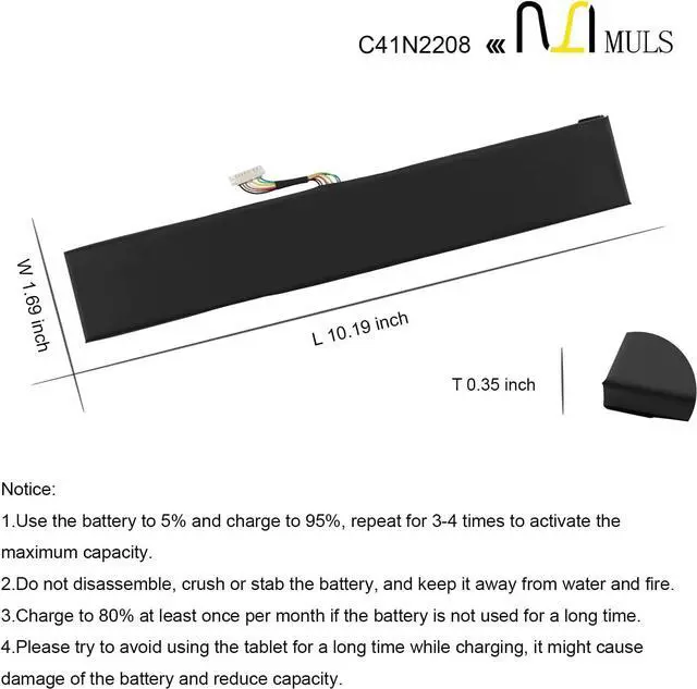 Alt view image 7 of 7 - MULS C41N2208 Battery Replacement for Asus Rog Ally (2023) RC71L PC71L NR2301L Gaming Handheld Series RC71L-NH001W RC71L-NH002W RC71L-NH012W RC71L-NH019W 4ICP5/42/79 0B200-04350000 15.48V 74Wh