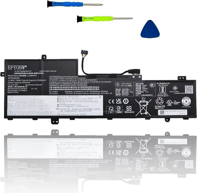 Main image of L24B4PK1 Laptop Battery 80Wh 5306mAh 15.08V L24B4PK1 L24M4PK1 | Compatible with Lenovo IdeaPad Slim 5-16IRH10 5-16IAH10 5-16ARP10 5-16AKP10 5-16AHP10 5-16IRH10R Series