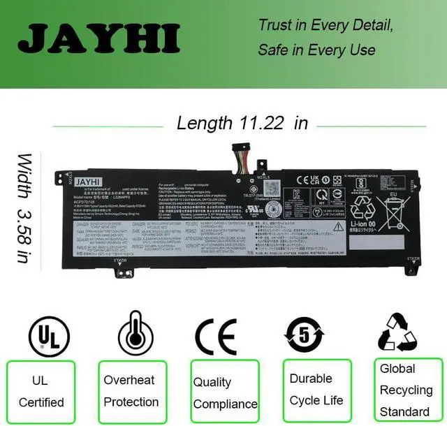 Alt view image 5 of 7 - JAYHI L22M4PF5 75Wh Laptop Battery L22X4PF5 L22B4PF5 L22D4PF5 15.56V | Compatible with Lenovo Slim Pro 9-16IRP8 / Yoga Pro 9-16IRP8 / IdeaPad Pro 5-16IRH8 5-16APH8 5-16ARP8 Series 5B11N45339