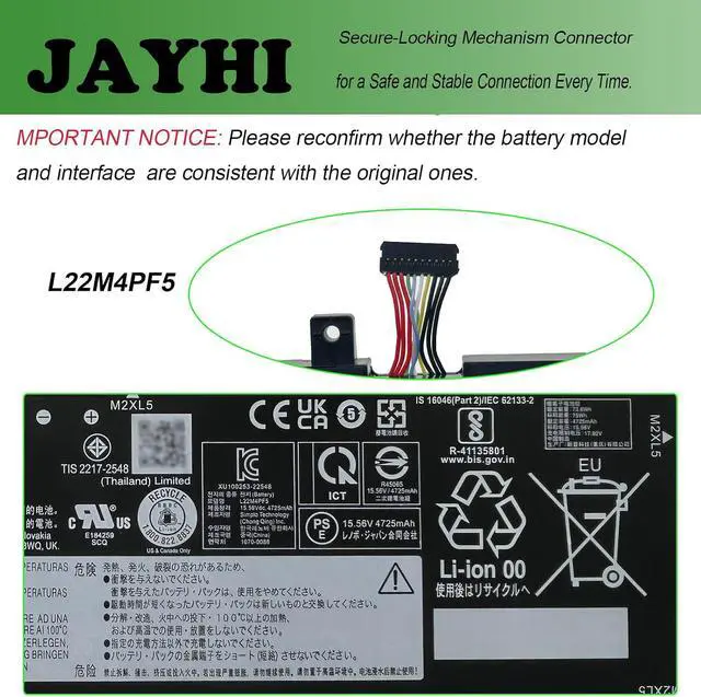 Alt view image 4 of 7 - JAYHI L22M4PF5 75Wh Laptop Battery L22X4PF5 L22B4PF5 L22D4PF5 15.56V | Compatible with Lenovo Slim Pro 9-16IRP8 / Yoga Pro 9-16IRP8 / IdeaPad Pro 5-16IRH8 5-16APH8 5-16ARP8 Series 5B11N45339