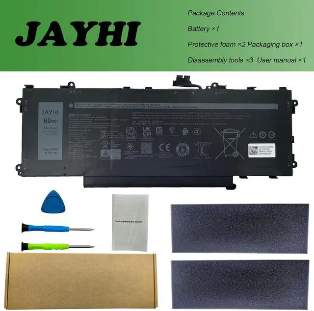Alt view image 7 of 7 - JAYHI GT6TK 60Wh 5065mAh Laptop Battery K2CPY 31CP5/81/75 11.55V 3-Cell | Compatible with Dell Latitude 9440 2-in-1 Dell Latitude 9450 2-in-1 Series