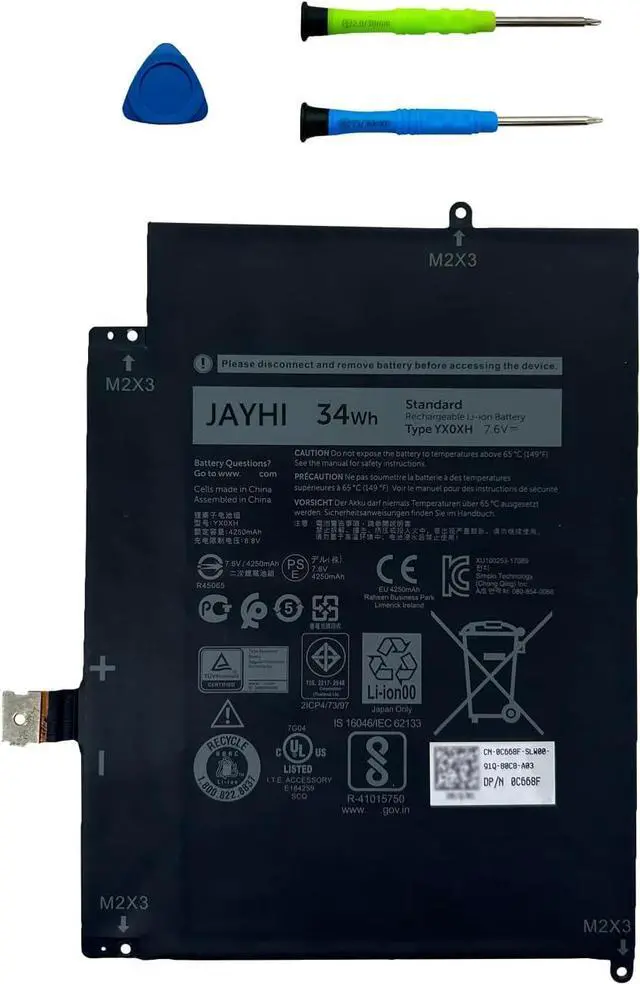 Main image of JAYHI YX0XH 34Wh Laptop Battery N21969-005 N2095-AC1 HSTNN-0B3E TPN-DB1N | Compatible with Dell Latitude 7285 2-in-1 Series YXOXH WYCVV C668F 0C668F OWYCVV 0WYCVV 7.6V 15-FC 15-FD Series 7.6V