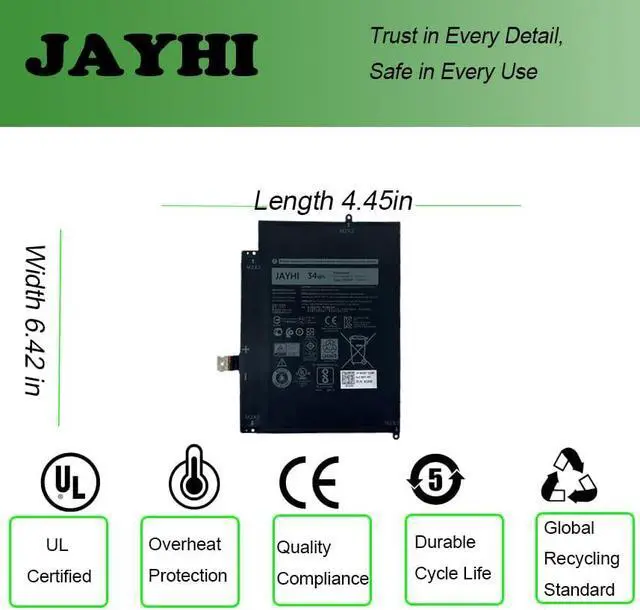 Alt view image 5 of 7 - JAYHI YX0XH 34Wh Laptop Battery N21969-005 N2095-AC1 HSTNN-0B3E TPN-DB1N | Compatible with Dell Latitude 7285 2-in-1 Series YXOXH WYCVV C668F 0C668F OWYCVV 0WYCVV 7.6V 15-FC 15-FD Series 7.6V