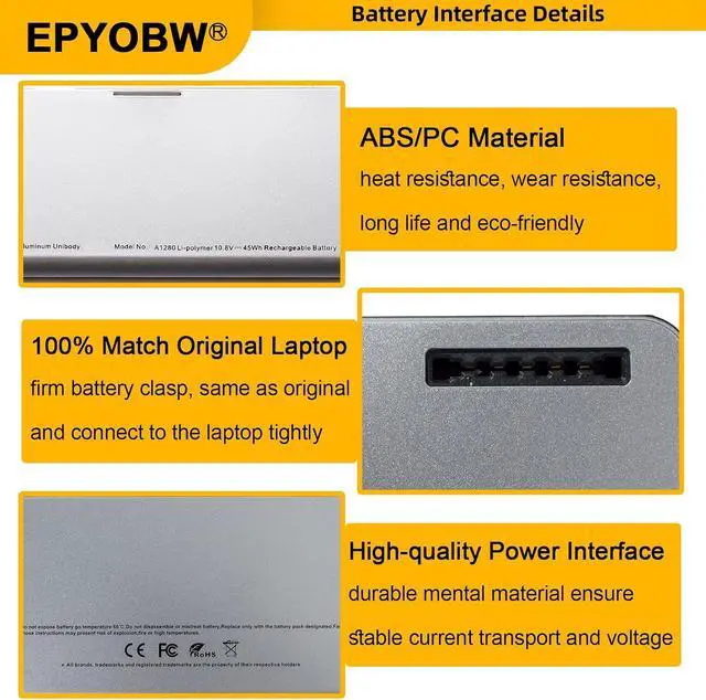Alt view image 4 of 6 - A1280 Battery 45Wh Series A1278 EMC 225 4661-4817 | Compatible with MacBook 13" A1278 MB466*/A MB466CH/A MB466J/A MB466LL/A MB466X/A MB467*/A MB467CH/A MB467J/A MB467LL/A