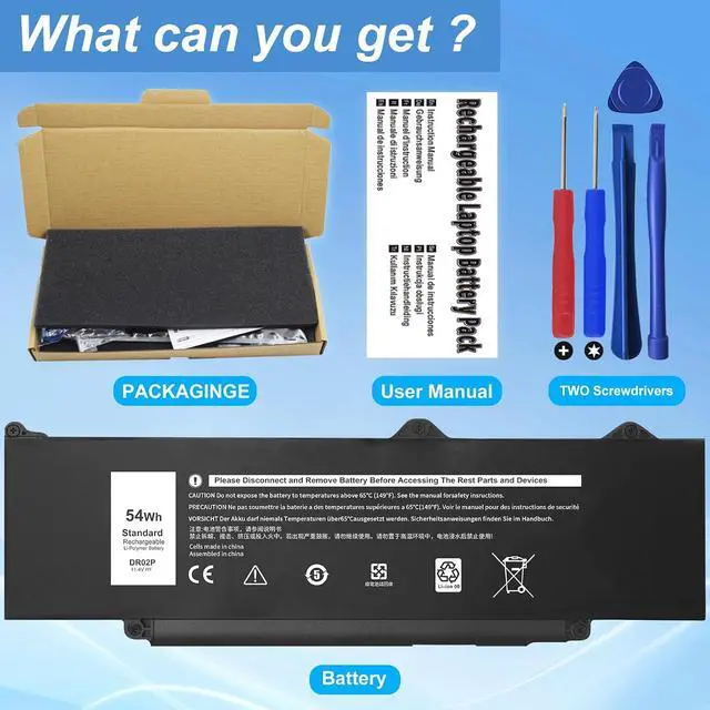 Alt view image 4 of 5 - DR02P R73TC 54Wh 3-Cell Laptop Battery for Dell Latitude 3340 3440 3450 3540 3550 5340 5350 5440 5450 5540 5550 7455 Precision 3480 3490 3580 3590 P127F P169G P181G 2X1V9 803W6 GRWKG