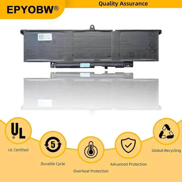Alt view image 6 of 7 - W8YWH Laptop Battery 55Wh 4700mAh Compatible with Dell Pro 13 Plus PB13250 PB13255 / 14 PC14250 / 16 PC16250 / 14 Plus PB14250 Series 0RF5VP 0Y31V7 RF5VP Y31V7