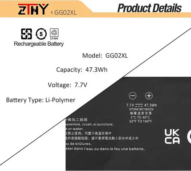 Alt view image 2 of 7 - GG02XL Laptop Battery Replacement for HP Fortis 14 G10 G10EE G11 G11EE x360 11 G4 Chromebook Fortis 14 G11 x360 11 G4 Series GG02047XL M25914-005 M25863-2D1 M25863-2E1 M25863-AC1 TPN-DB0F 47.3Wh 7.7V