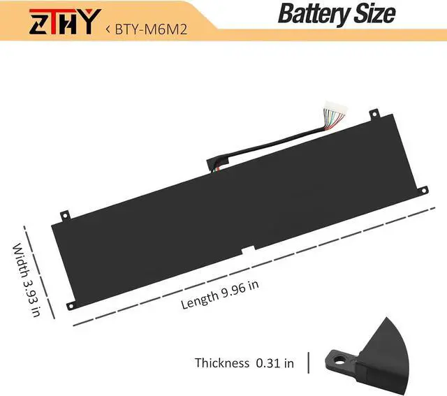 Alt view image 6 of 7 - ZTHY BTY-M6M2 Laptop Battery Replacement for MSI Stealth 16 Studio A13VG A13VE A13VF MS-15F2 MS-15F3 A13VG-056US Series 15.2V 99.99Wh 6578mAh