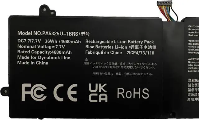 Alt view image 3 of 3 - PA5325U-1BRS Laptop Battery Replacement for Toshiba Portege X30-T-E X30T-E-1E1 X30T-E-113 X30T-E-1DP X30T-E-10Q X30T-E-149 X30T-E-176 Series(7.7V 36Wh)