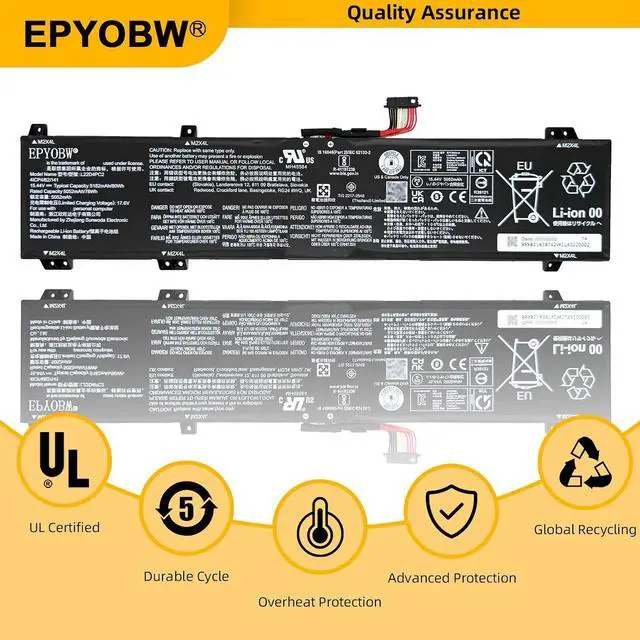 Alt view image 6 of 7 - L22D4PC2 Laptop Battery 80Wh Compatible with Lenovo Legion Slim 5-16APH8 5-16IRH8 5-16AHP9 5-16ARP9 / LOQ 16APH8 / LOQ 16IRH8 Series L22B4PC2 L22M4PC2 L22C4PC2 SB11K38742