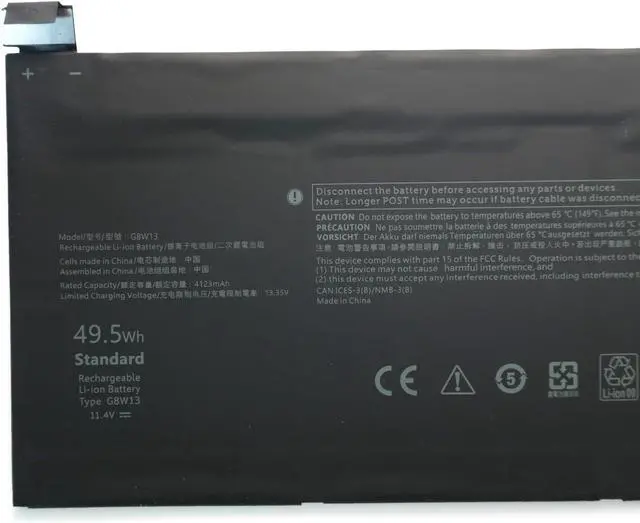 Alt view image 3 of 7 - G8W13 07HFP9 Laptop Battery Replacement for Dell XPS 13 9315 2-in-1 Series(11.4V 49.5Wh)