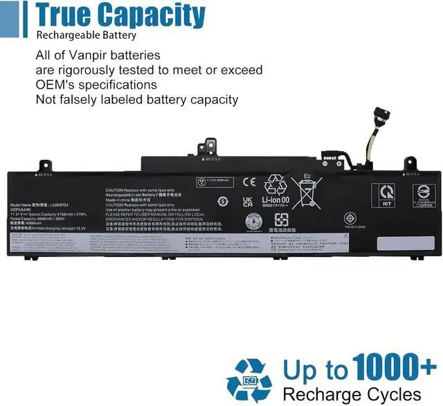 Alt view image 5 of 6 - L22B3PG4 Laptop Battery Replacement for Lenovo ThinkPad E14 Gen 5 2023 Gen 6 2024 E16 Gen 1 2023 Gen 2 2024 Series SB11K63026 5B11K63022 SB11N46023 11.31V 47Wh 4156mAh